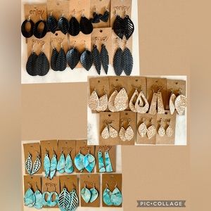 Handmade Faux Leather Earrings-$8 each